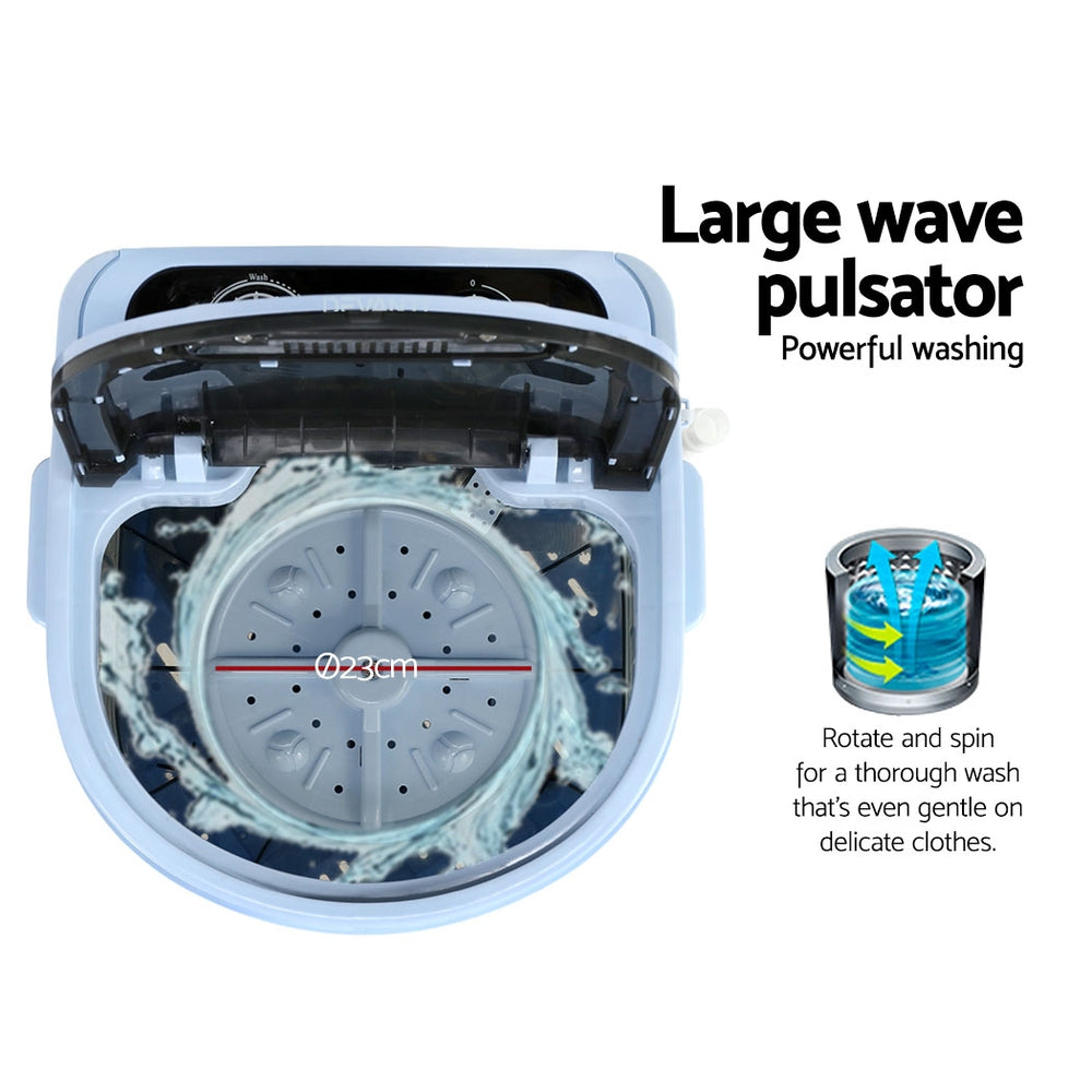 Devanti 3kg Portable Washing Machine 2-in-1 Black