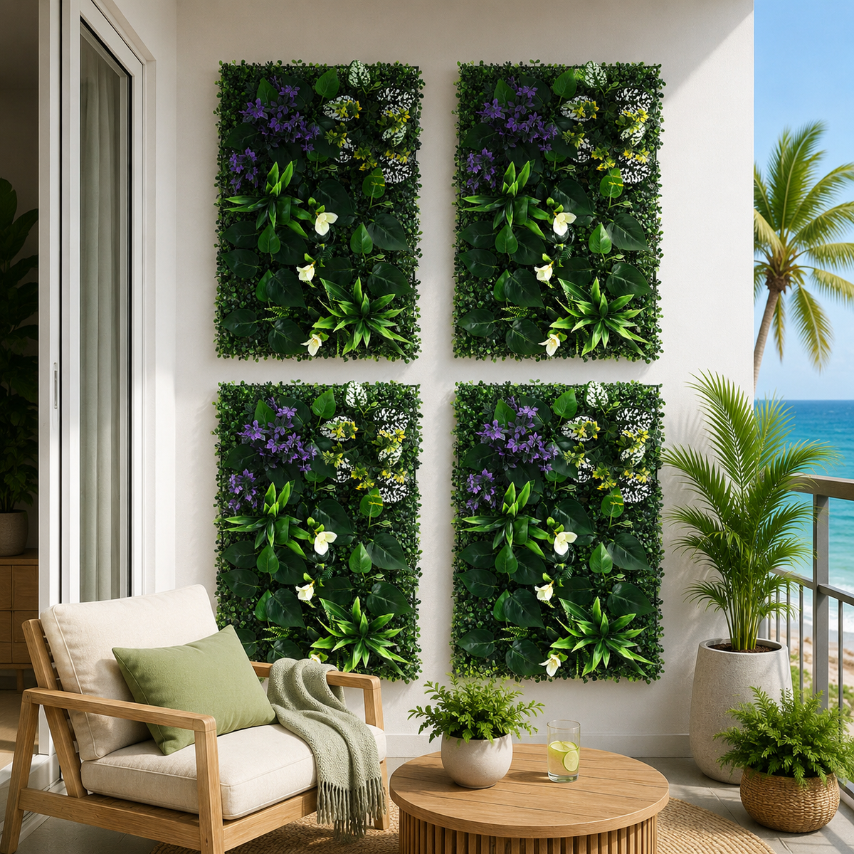 Gardeon 4 Piece Artificial Plant Wall Panel Set 40x60cm Green