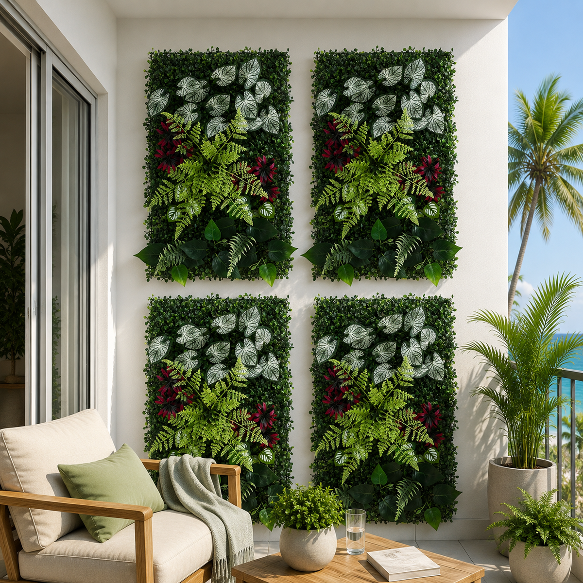 Gardeon 4PCS Artificial Plant Wall Panels 40x60cm Boxwood Green