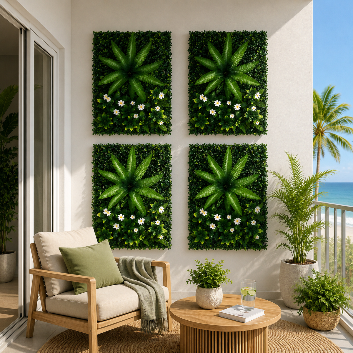 Gardeon 4 Pack Artificial Plant Wall Panels 40x60cm Green