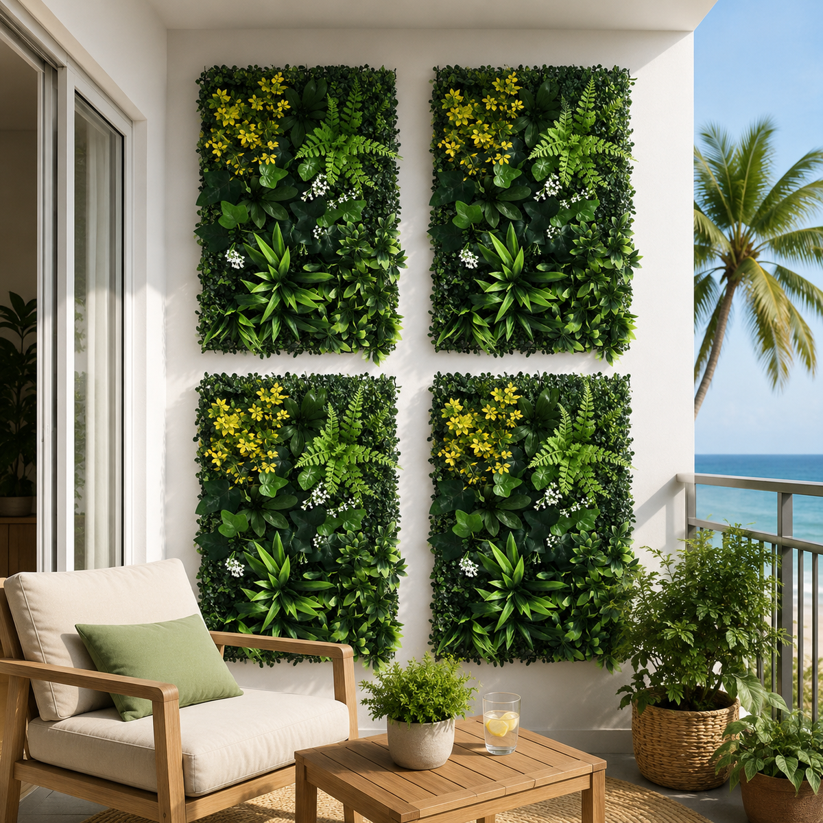 Gardeon 4 Piece Artificial Plant Wall Panels 40 x 60cm Green
