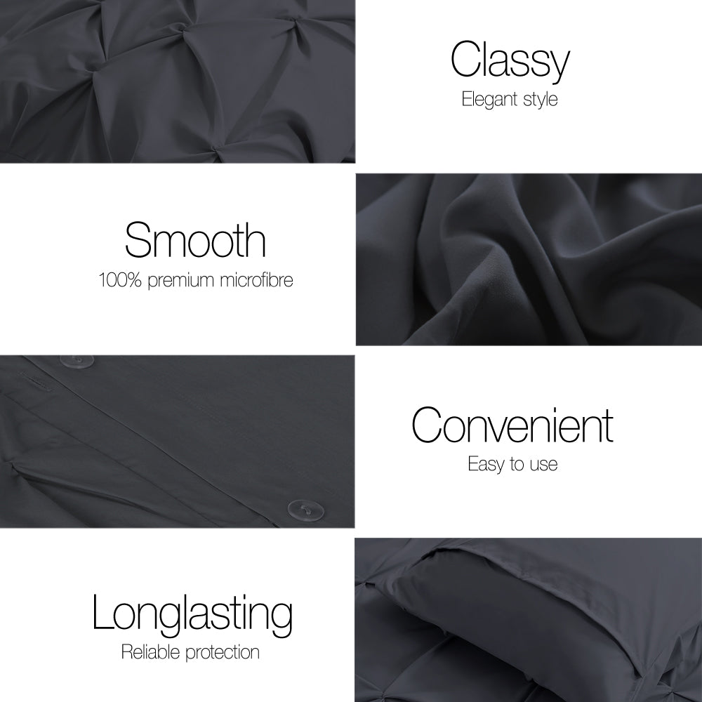 Giselle King Quilt Cover Set Diamond Pinch Black