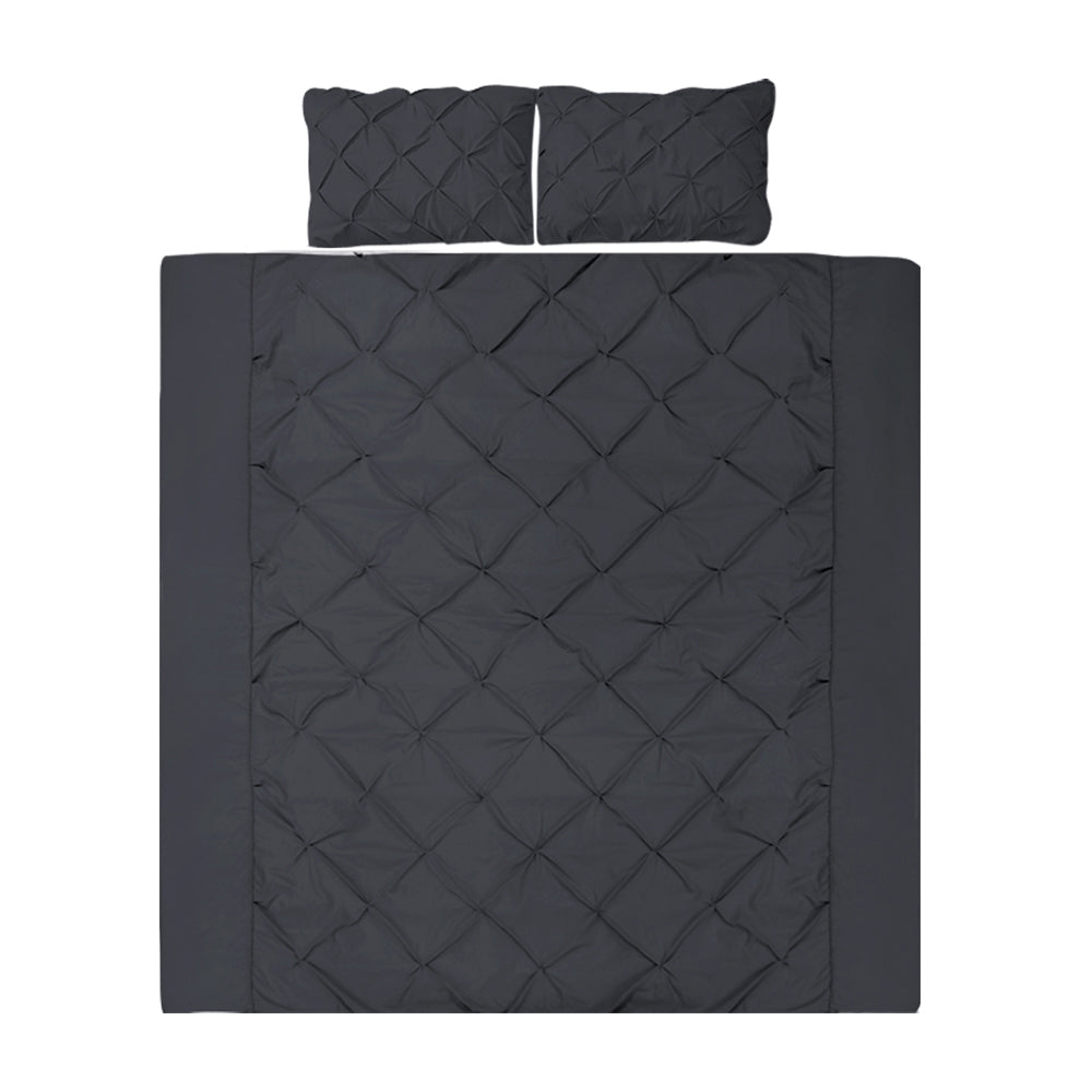 Giselle Bedding Diamond Pinch Quilt Cover Set Queen Black