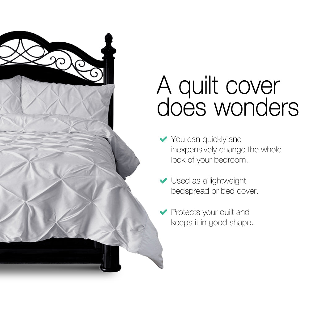 Giselle Super King Quilt Cover Set Diamond Pintuck Grey