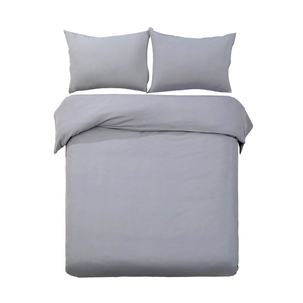 Giselle Queen Quilt Cover Set 3-Piece Classic Grey