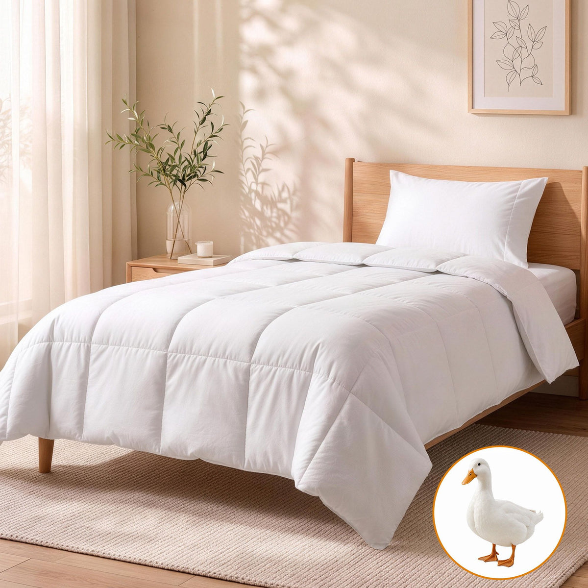 Giselle Bedding Single Duck Down Feather Summer Quilt 200GSM
