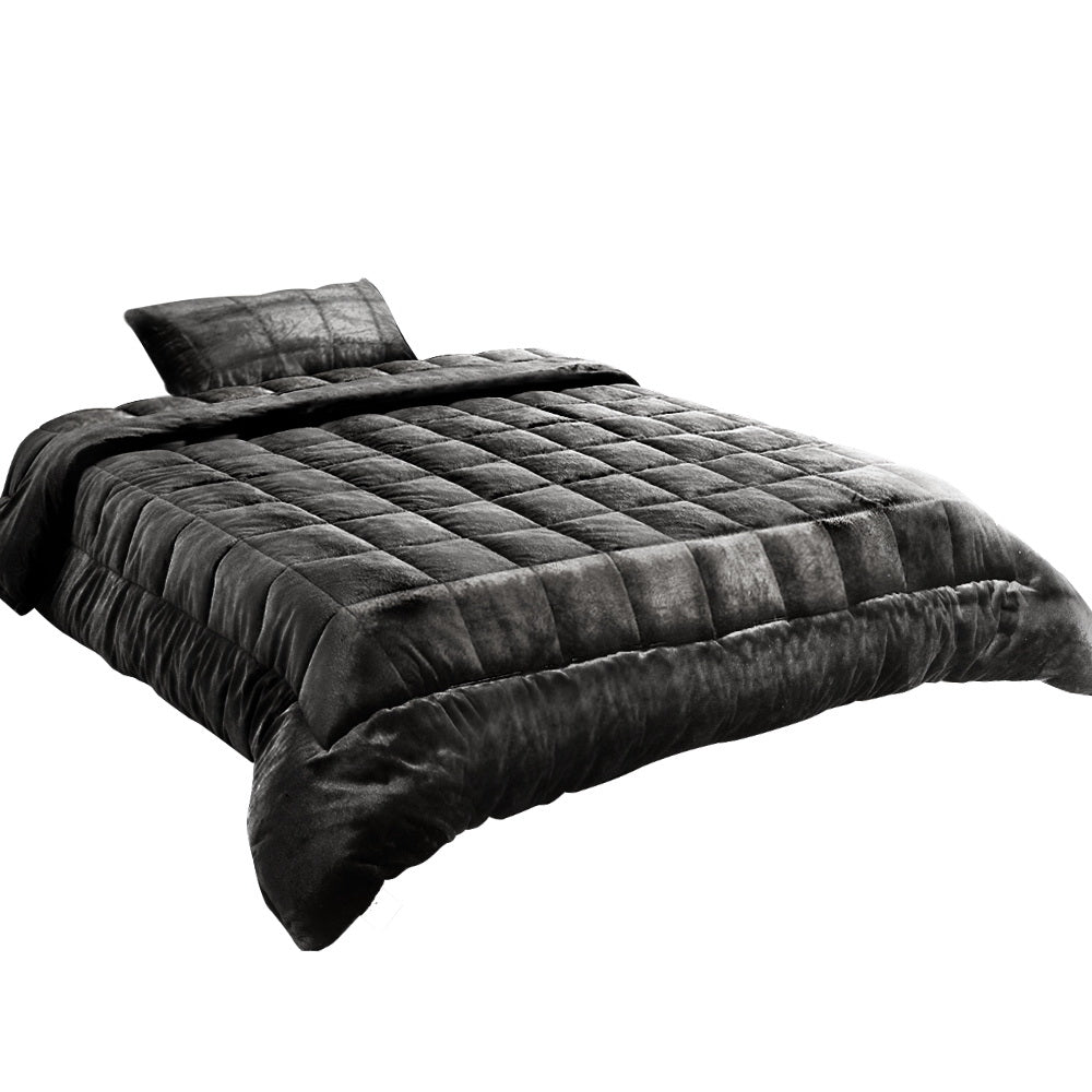 Giselle Bedding Faux Mink Quilt Single Charcoal