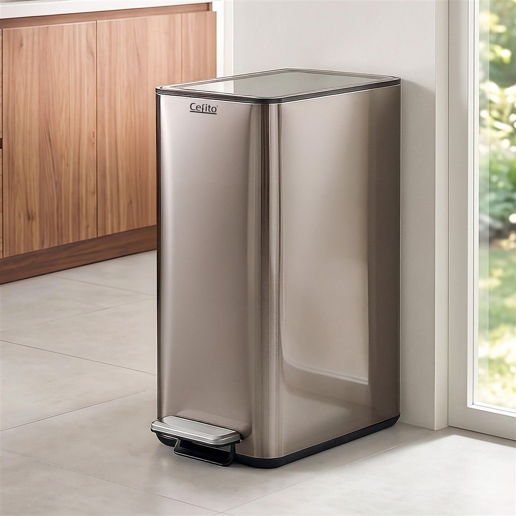 Cefito 15L Pedal Rubbish Bin Slim Carbon Steel Grey