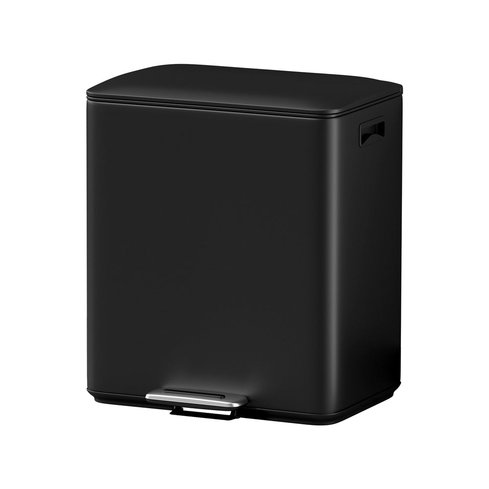 Cefito 40L Dual Compartment Pedal Bin Black