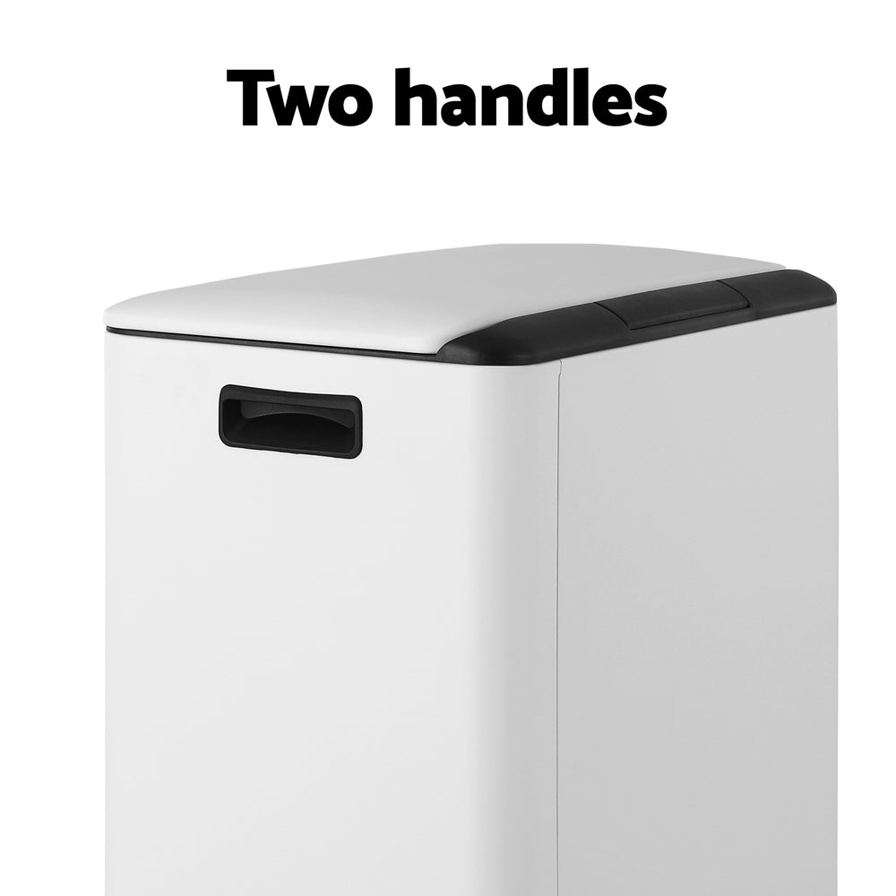Cefito 40L Dual Compartment Pedal Bin White