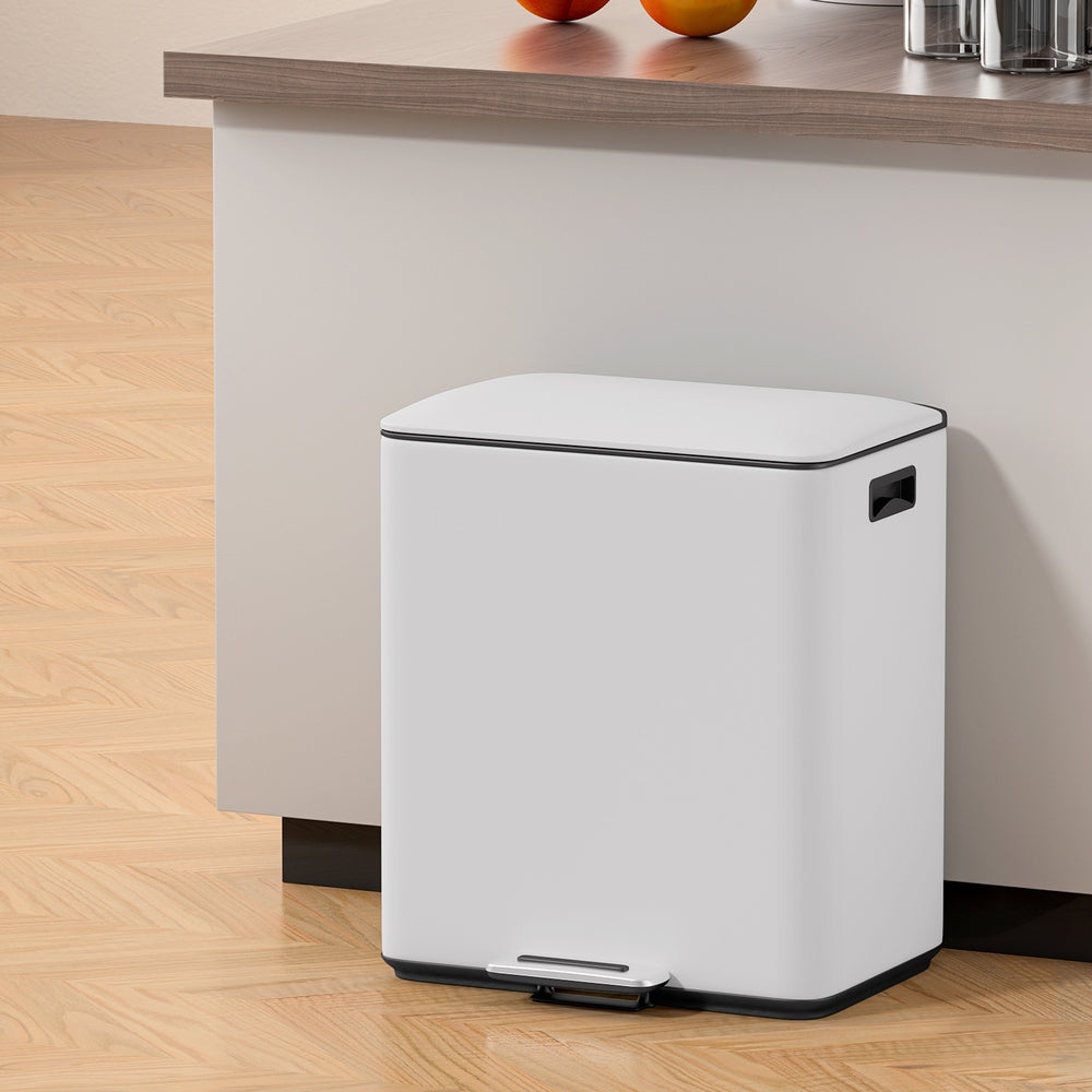 Cefito 40L Dual Compartment Pedal Bin White