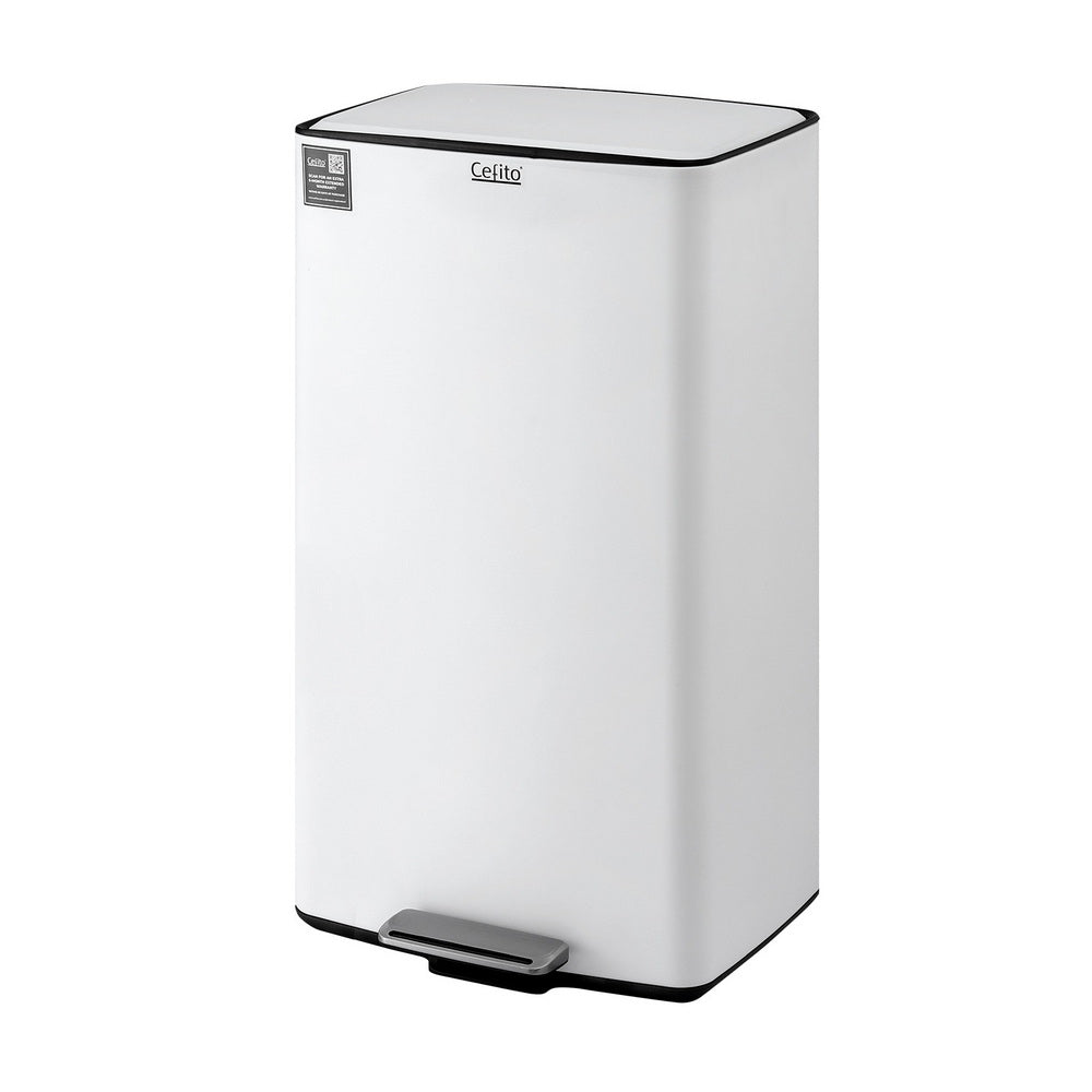 Cefito Pedal Bin Kitchen Rubbish Bin 40L White