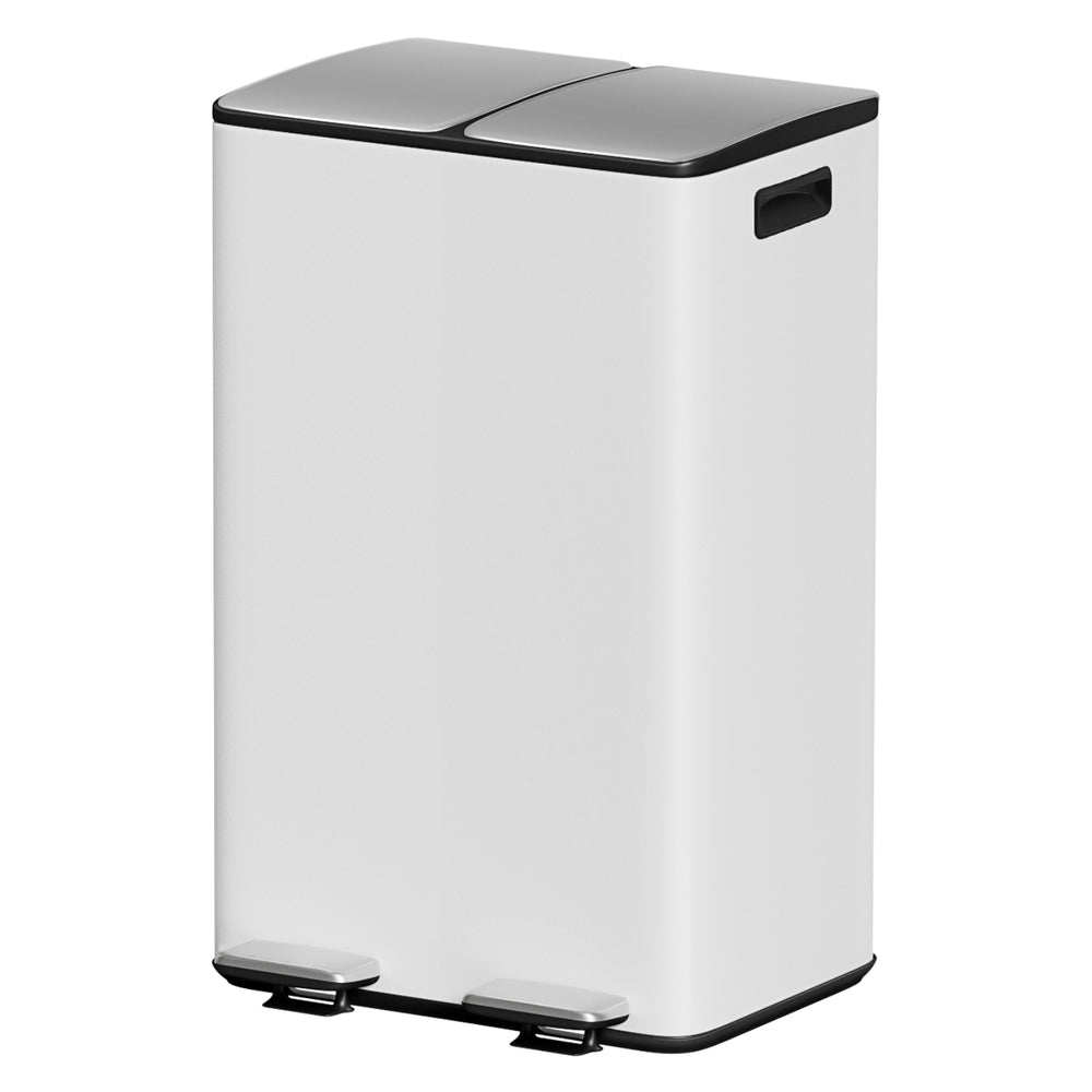 Cefito Dual Compartment Pedal Rubbish Bin 60L White