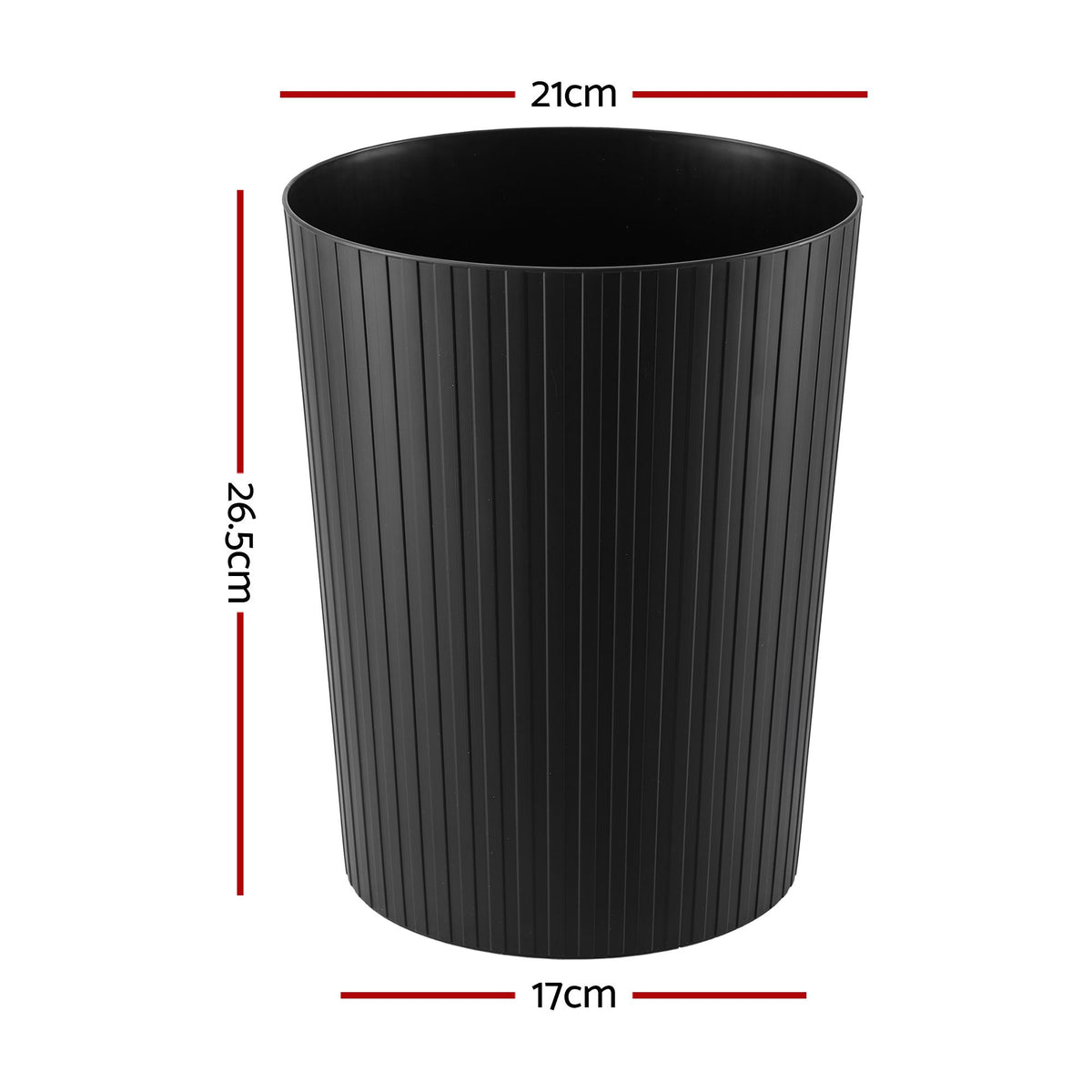 Cefito 8L Open Top Rubbish Bins Waste Bin Trash Can Storage Dustbin Black