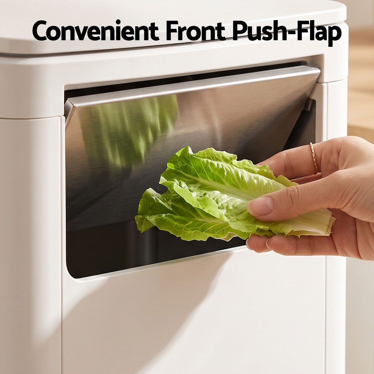 Cefito 30L Commercial Trash Can with Lid Front Push Flap Rubbish Bin White