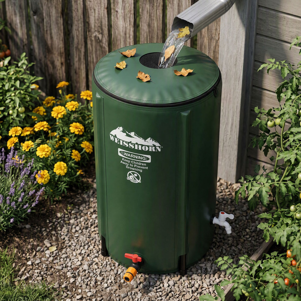 Weisshorn 100L Collapsible Rain Barrel PVC Water Tank for Garden