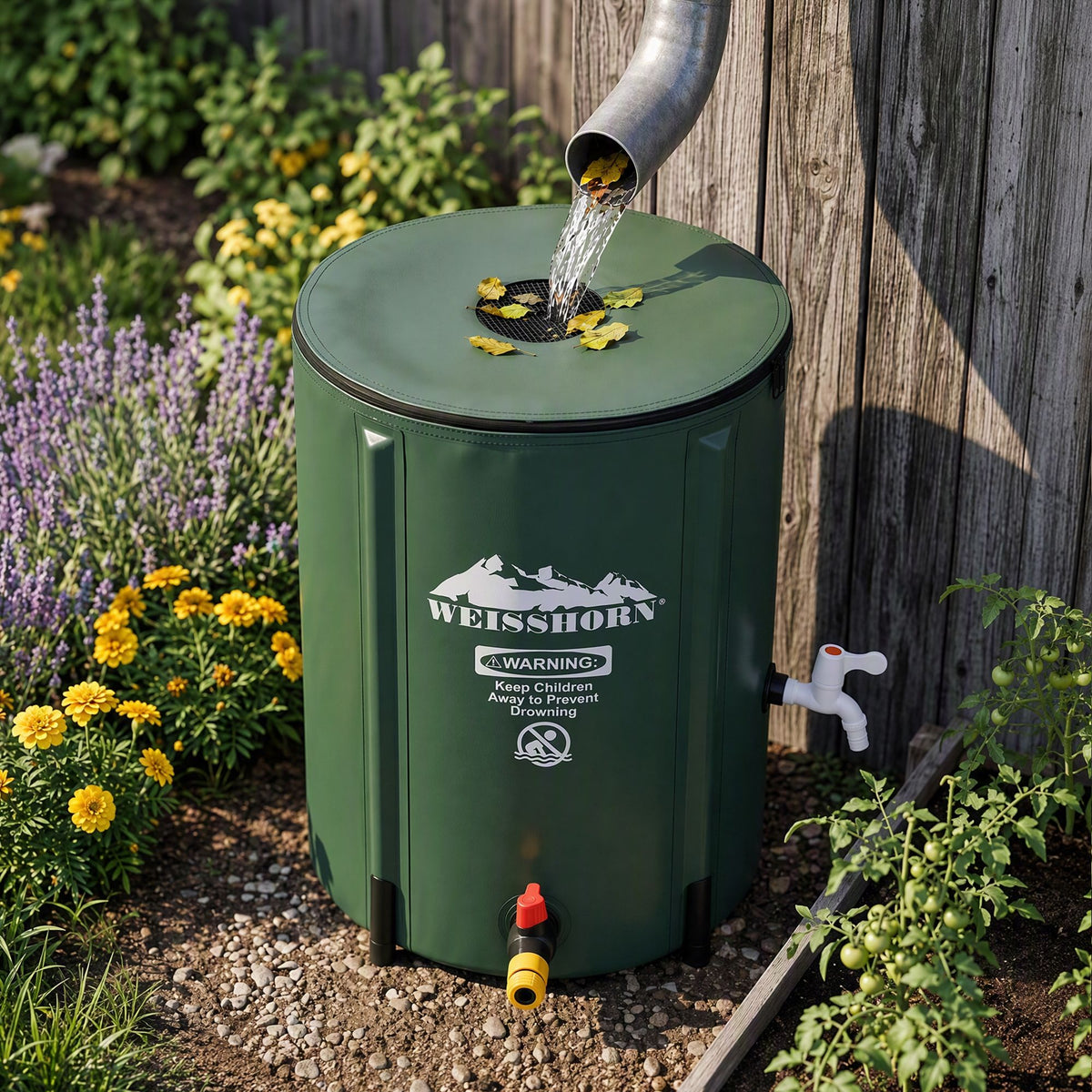 Weisshorn 50L Collapsible Rain Barrel PVC Water Tank