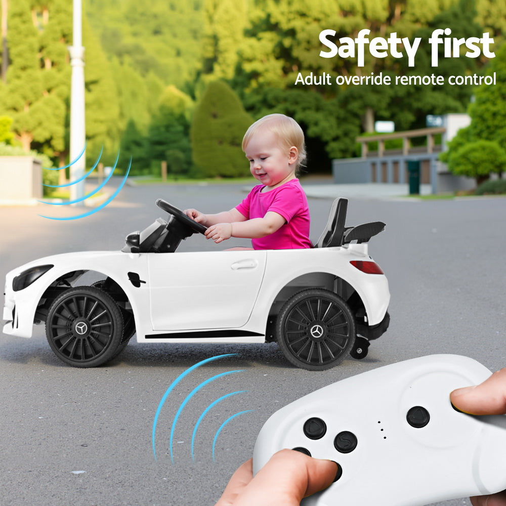 Mercedes-Benz AMG GTR Kids Electric Ride-On Car Remote White