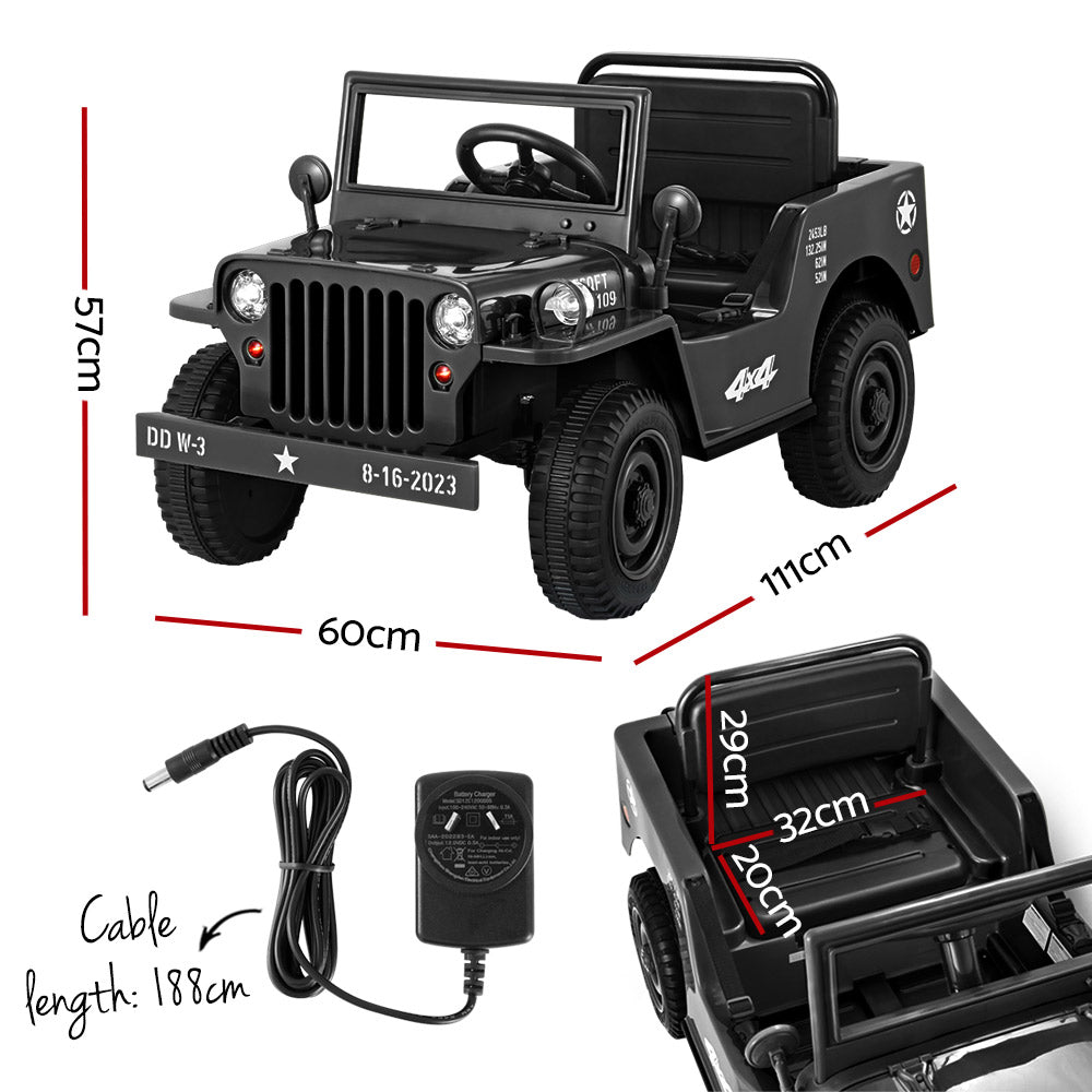 Rigo Kids Electric Jeep 12V Remote Control Black