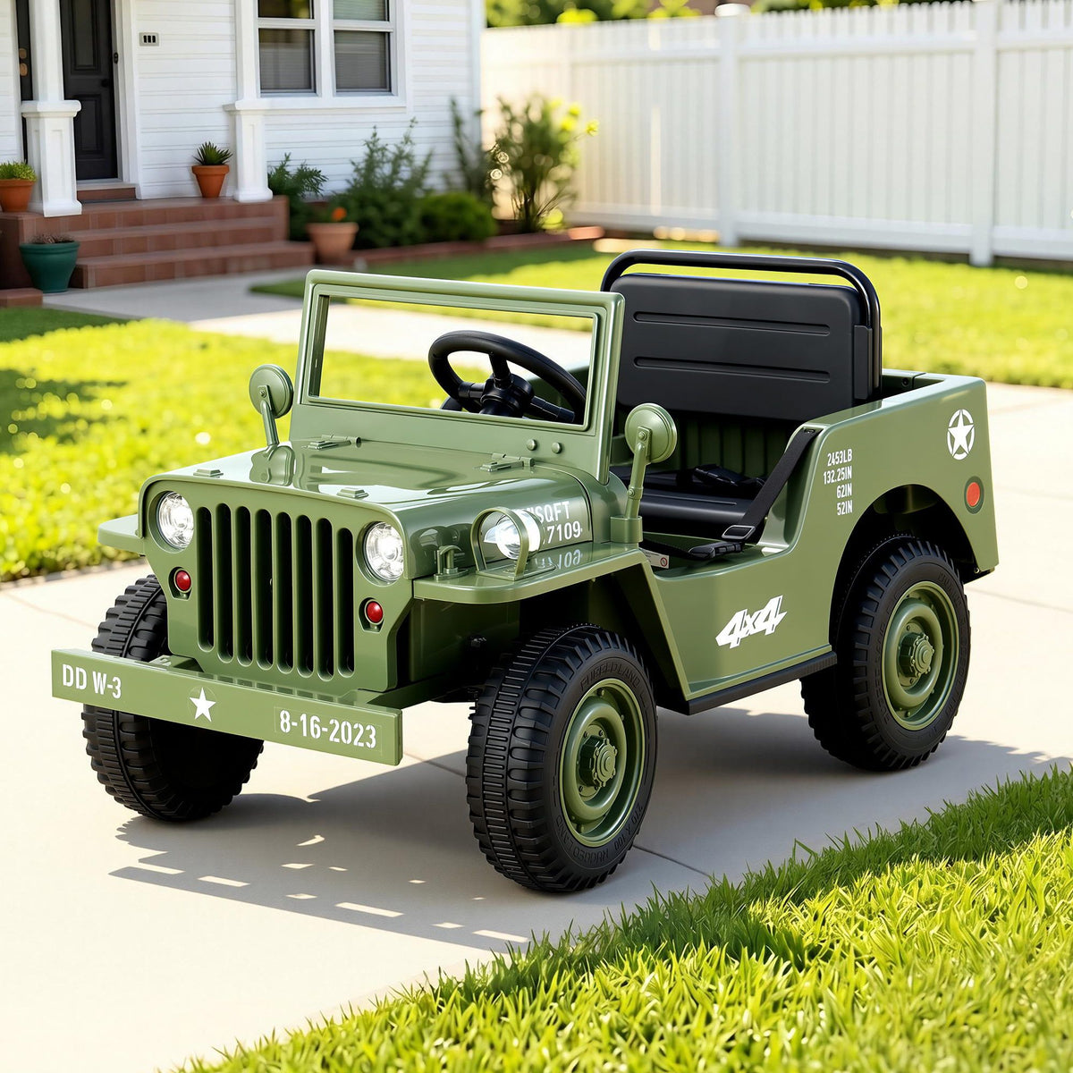 Rigo Kids Electric Ride On Jeep 12V Remote Control Olive