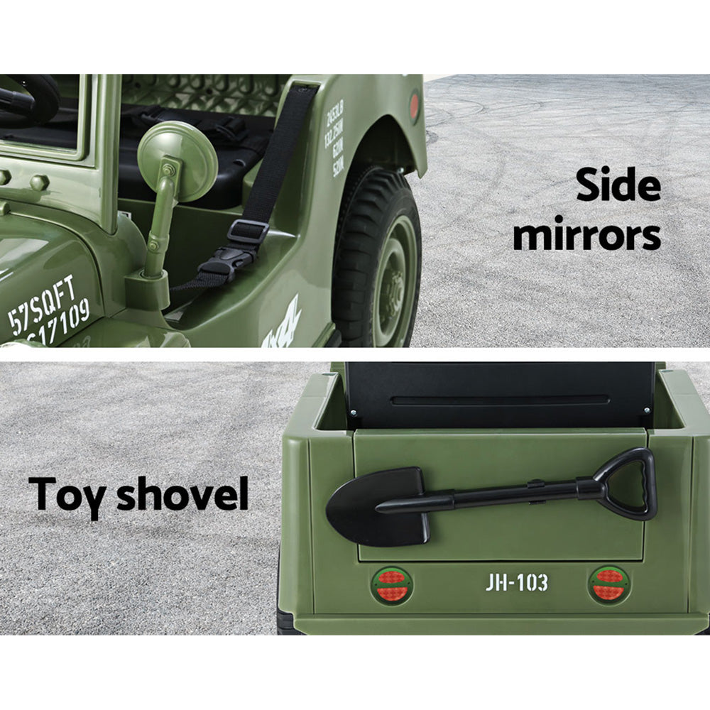 Rigo Kids Electric Ride-On Jeep 12V Military Off-Road Toy Olive
