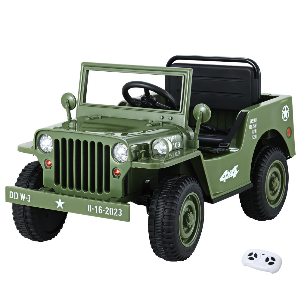 Rigo Kids Electric Ride-On Jeep 12V Military Off-Road Toy Olive