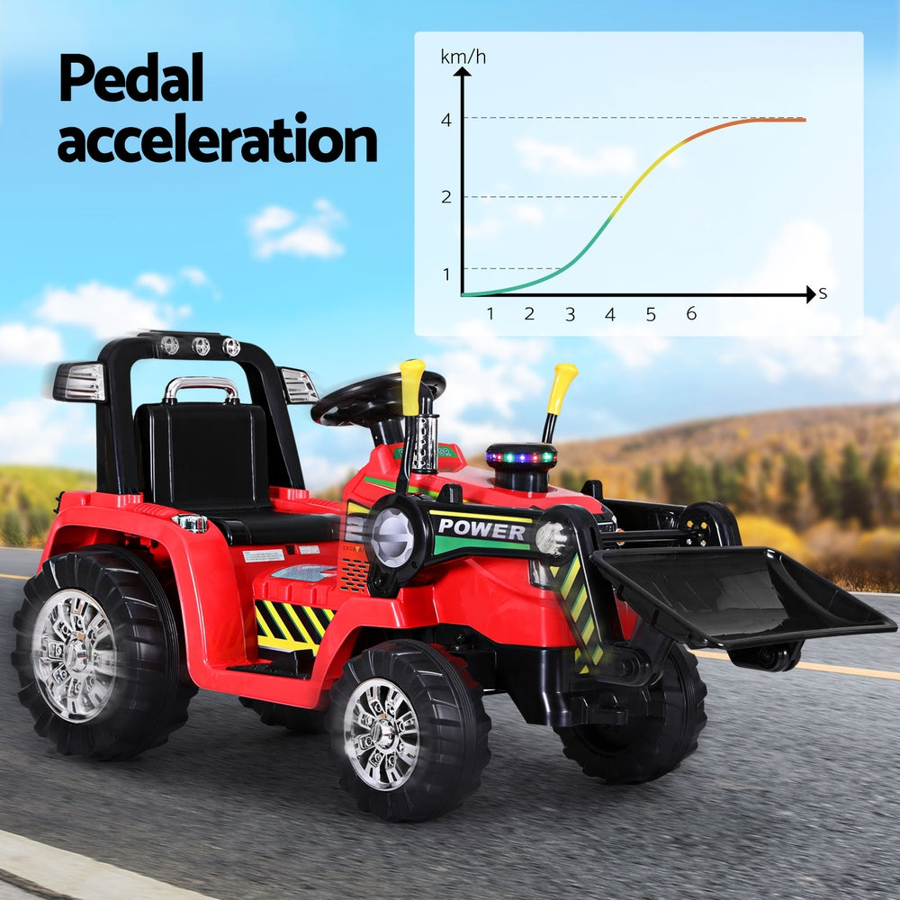 Rigo Kids Electric Bulldozer Ride-On Car 6V Remote Red
