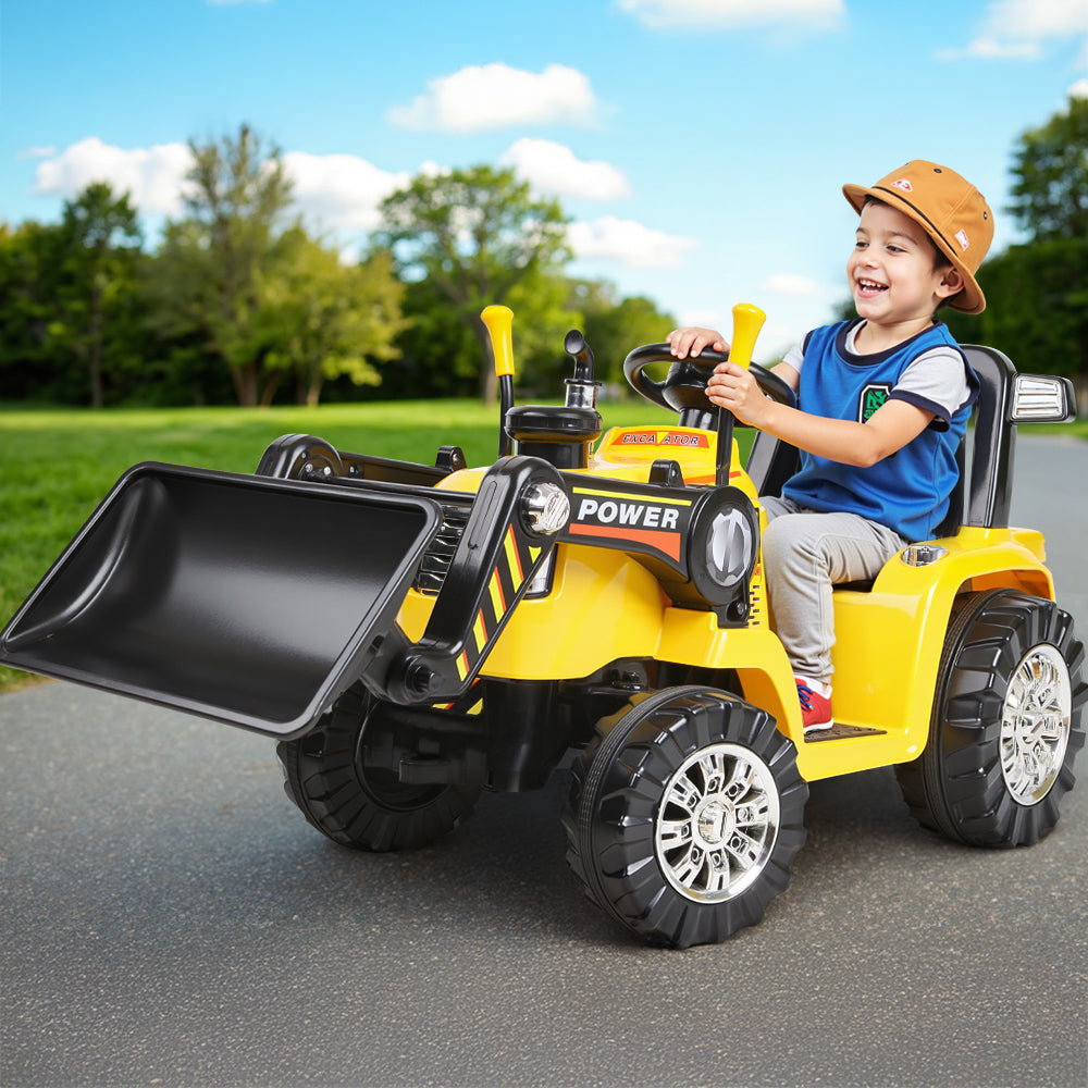 Rigo Kids 6V Electric Ride-On Bulldozer Digger Loader Remote Yellow