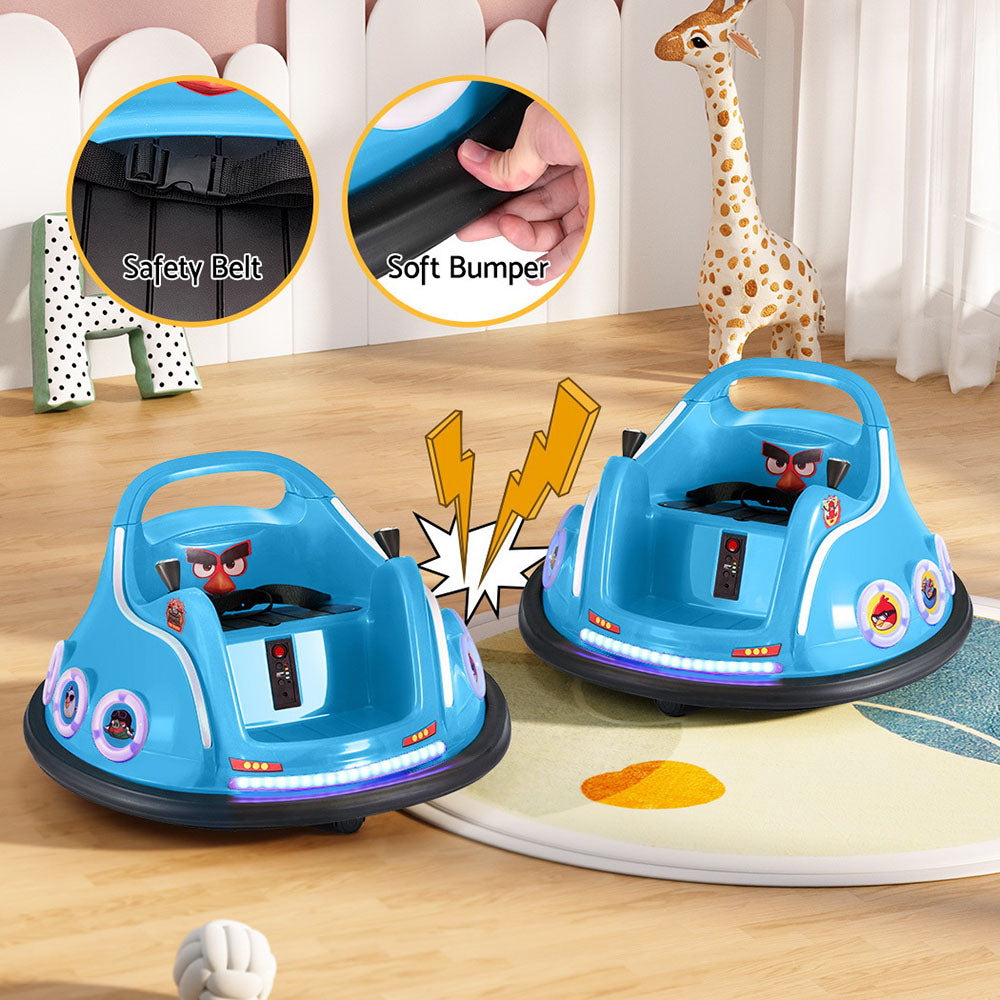 Rigo Kids Electric Bumper Car Blue Angry Birds Stickers Remote Control