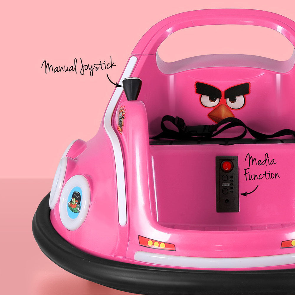 Rigo Kids Electric Bumper Car Pink Angry Birds Stickers Remote Control