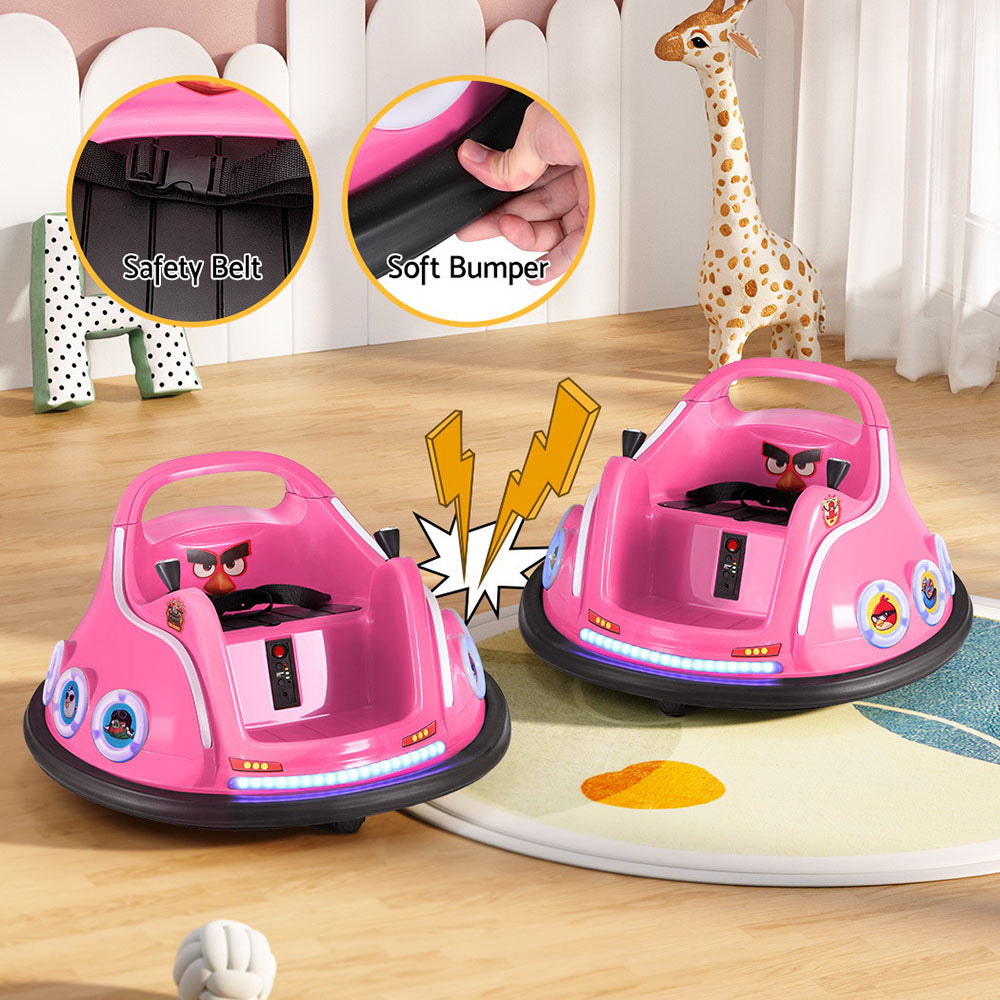 Rigo Kids Electric Bumper Car Pink Angry Birds Stickers Remote Control