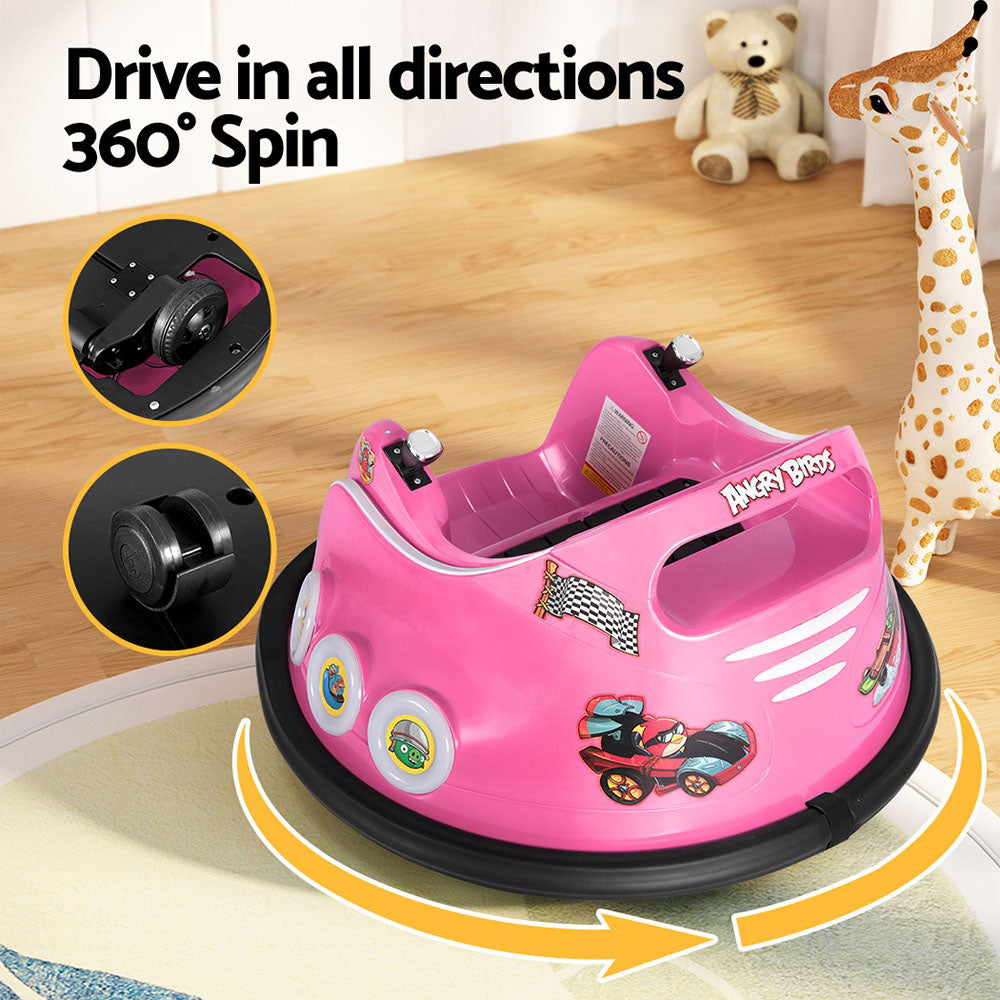 Rigo Kids Electric Bumper Car Pink Angry Birds Stickers Remote Control