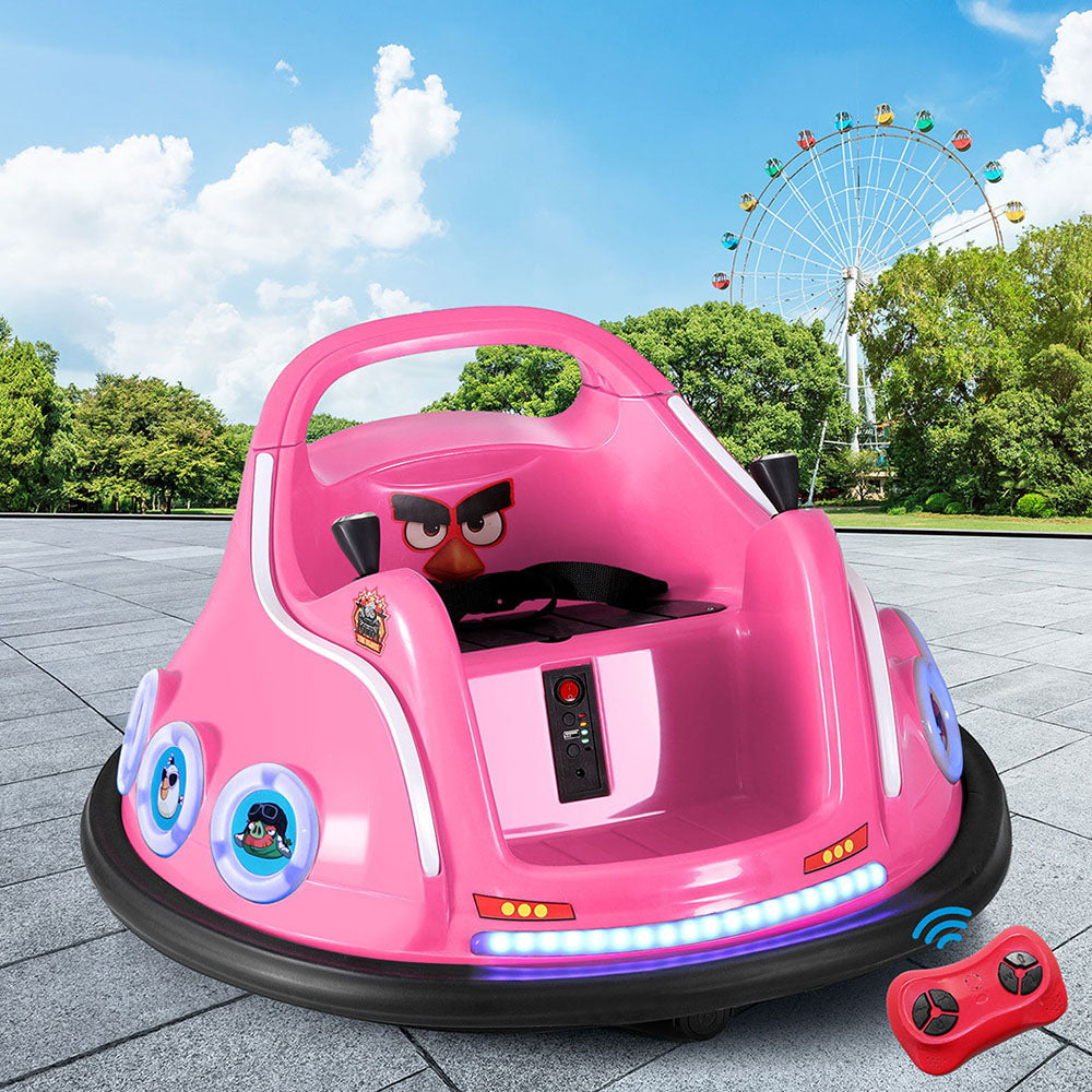 Rigo Kids Electric Bumper Car Pink Angry Birds Stickers Remote Control