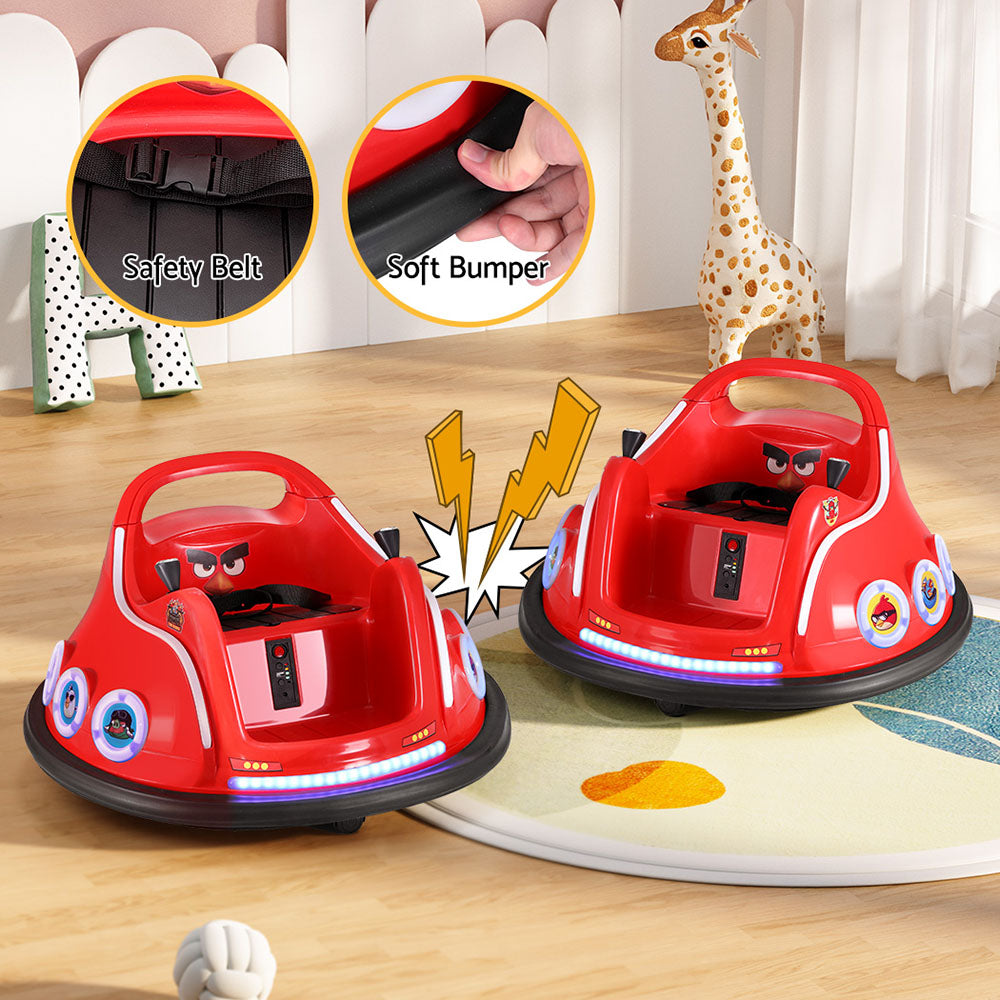 Rigo Kids Electric Bumper Car 360° Rotation Remote Red Angry Birds Stickers