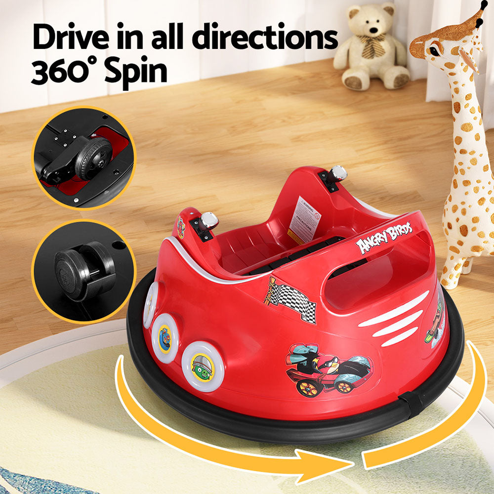 Rigo Kids Electric Bumper Car 360° Rotation Remote Red Angry Birds Stickers