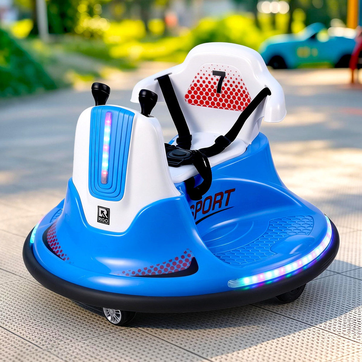 Rigo Kids Ride On Bumper Car 12V Remote Control Blue
