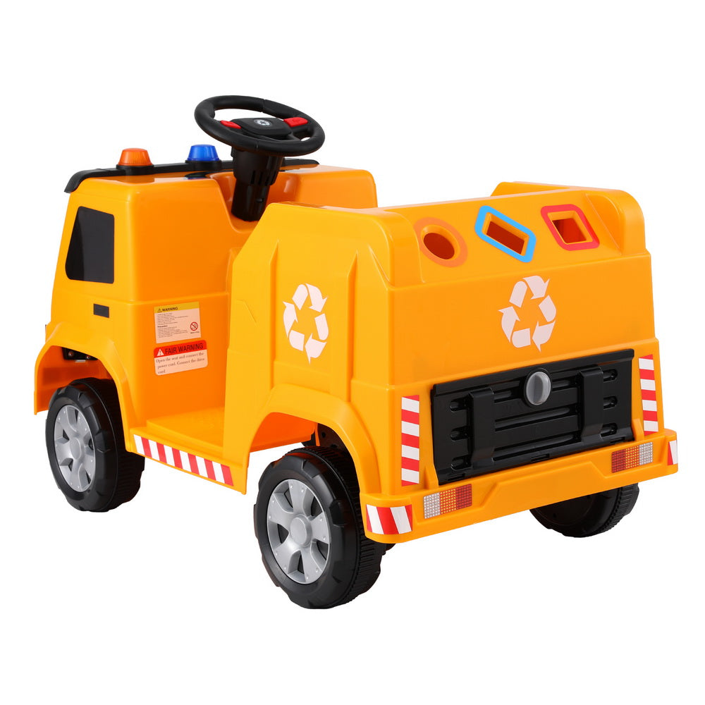 Rigo 12V Kids Ride On Garbage Truck Electric Car Yellow