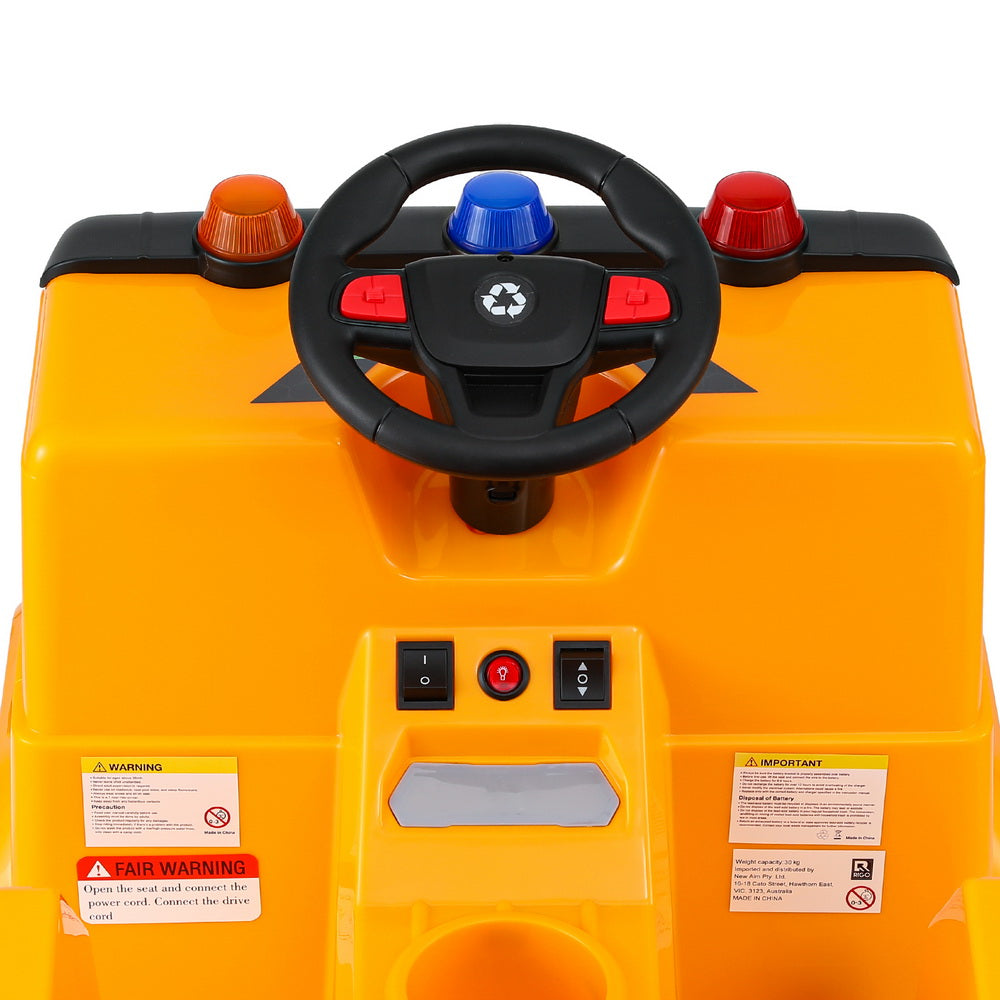 Rigo 12V Kids Ride On Garbage Truck Electric Car Yellow
