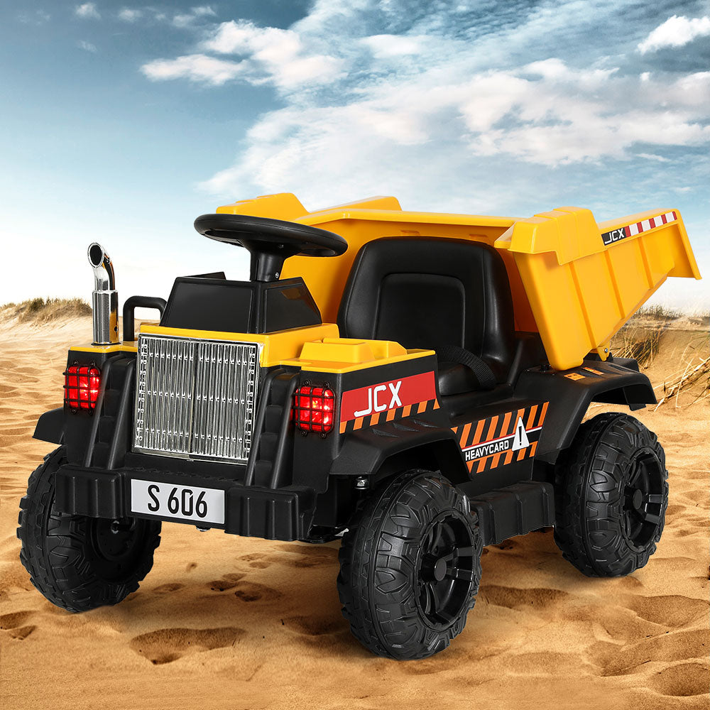 Rigo 12V Kids Electric Ride-On Dump Truck Yellow