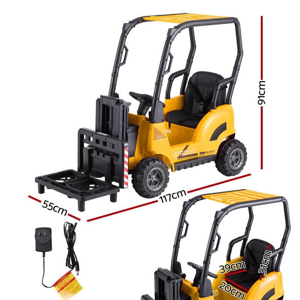 Rigo 12V Kids Electric Ride On Forklift Loader Yellow