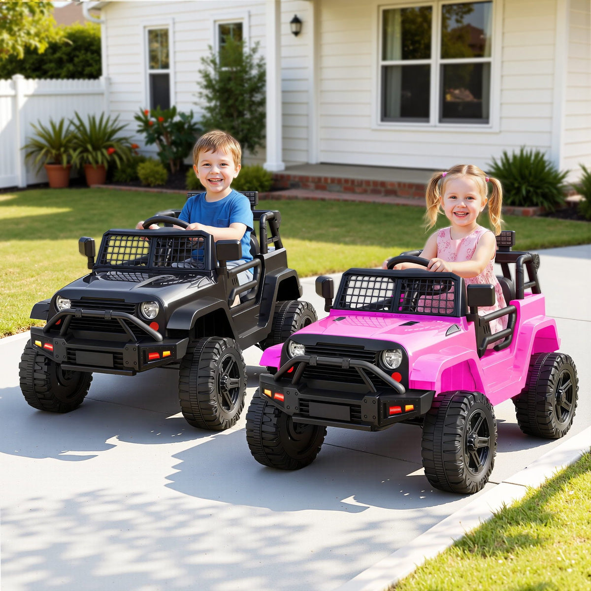 Rigo Electric Kids Ride On Car Black Pink Off-Road Toy