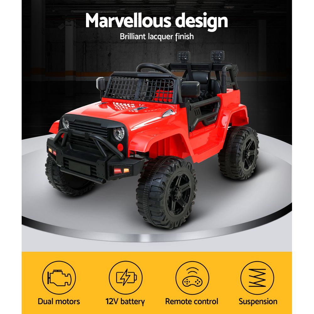 Rigo Kids 12V Electric Ride On Jeep Toy Car Remote Red