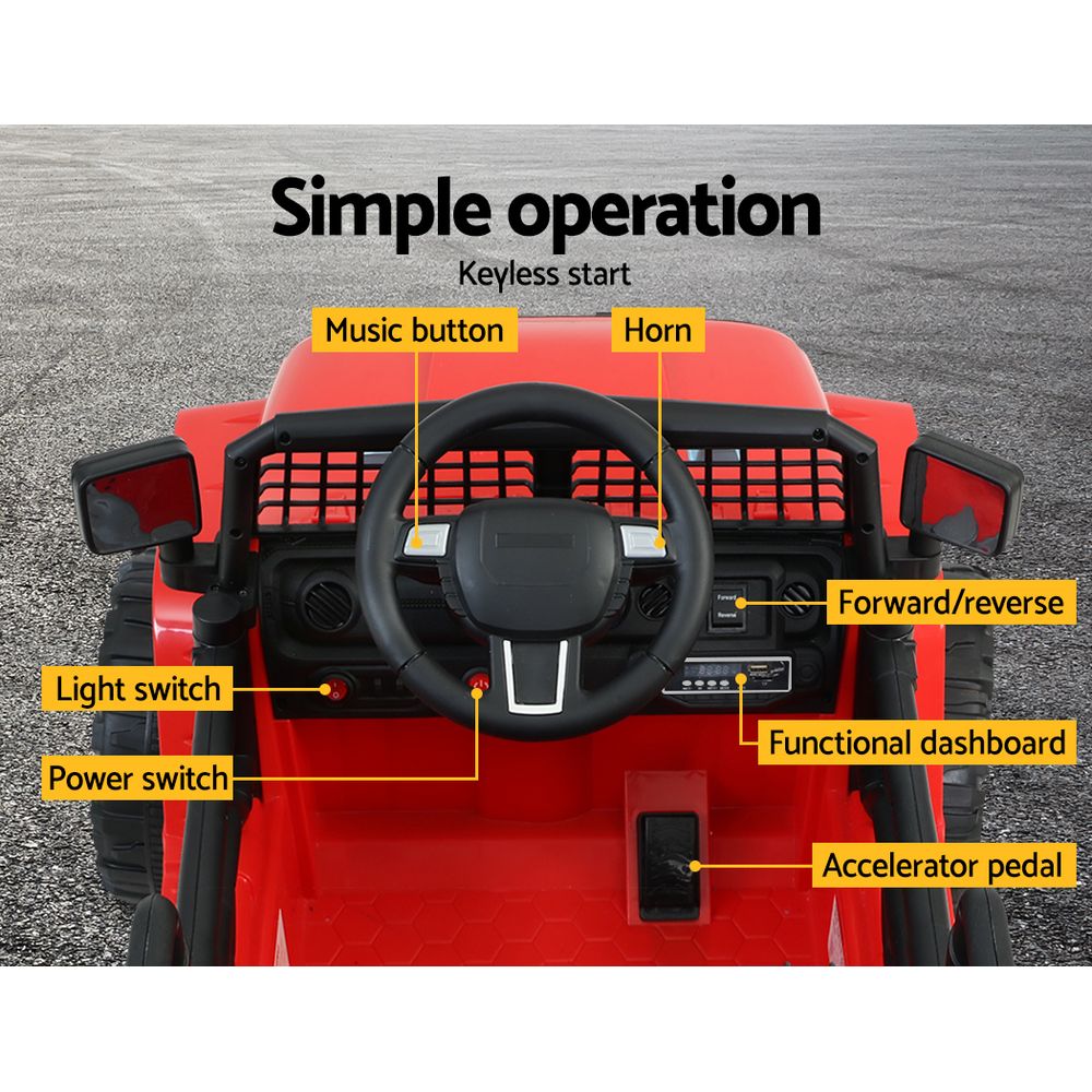 Rigo Kids 12V Electric Ride On Jeep Toy Car Remote Red