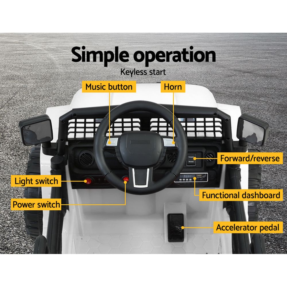 Rigo Kids 12V Electric Ride On Jeep Toy Car Remote White