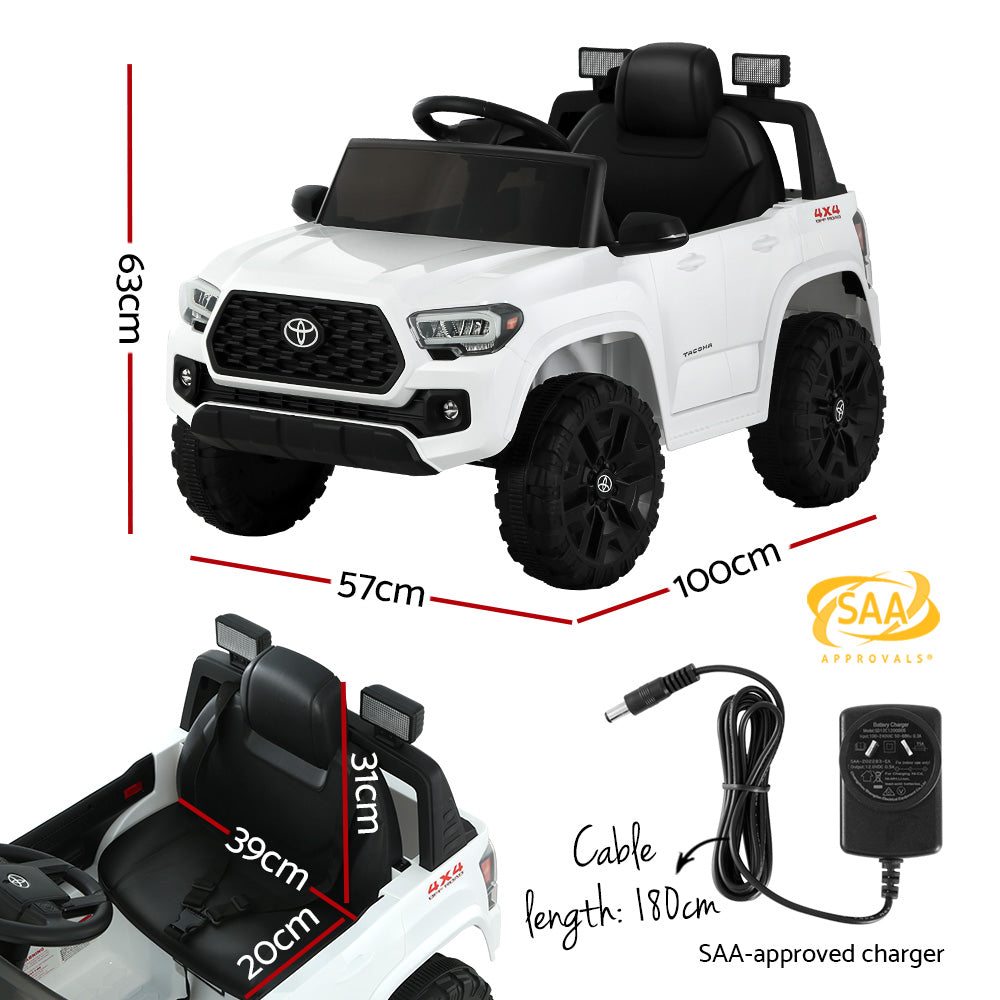 Toyota Tacoma Kids Electric Ride-On Car 12V White Remote Control