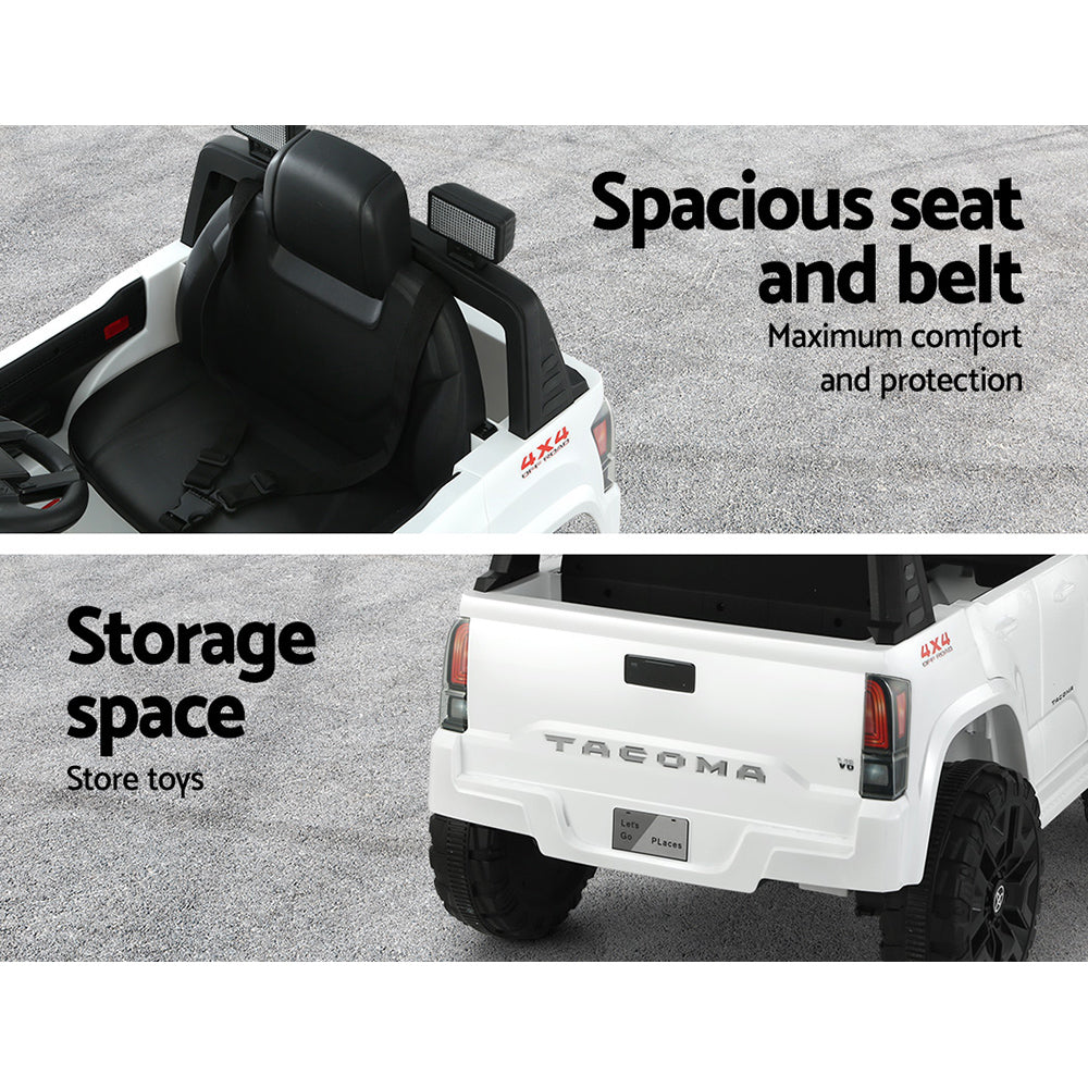 Toyota Tacoma Kids Electric Ride-On Car 12V White Remote Control