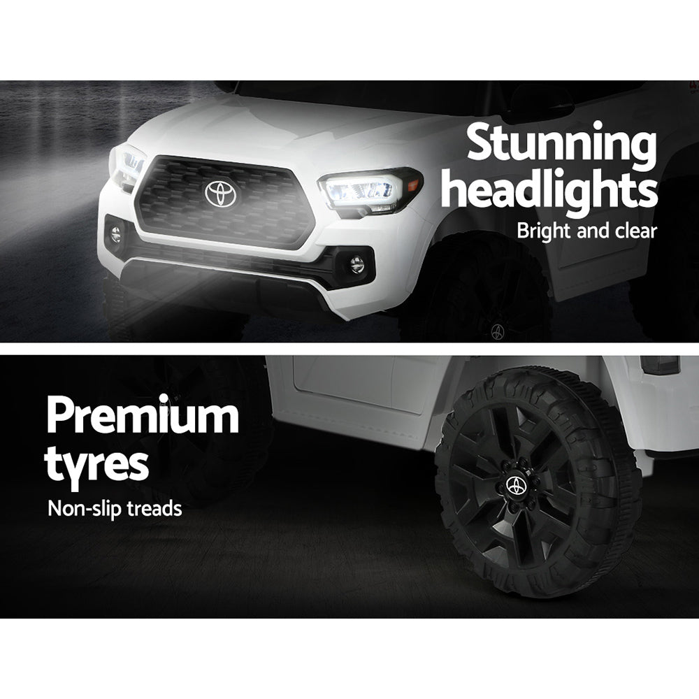 Toyota Tacoma Kids Electric Ride-On Car 12V White Remote Control