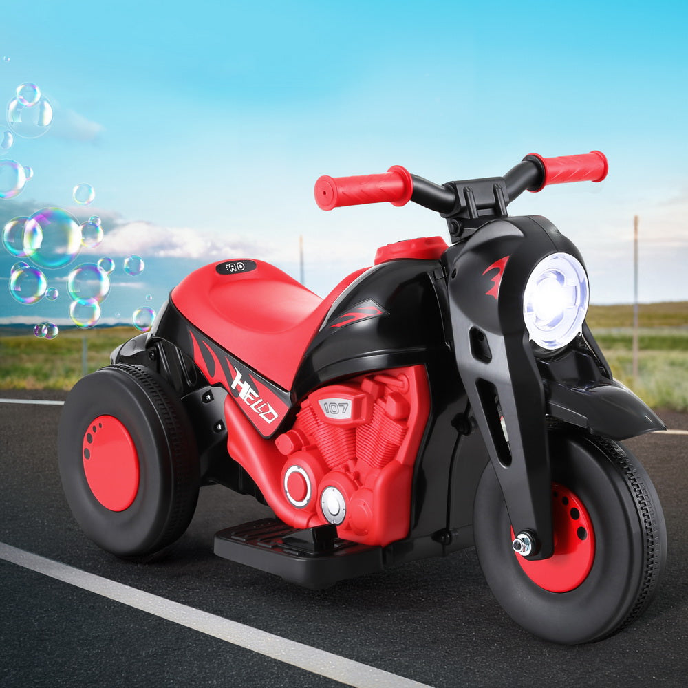 Rigo Kids Electric Ride-On Motorbike 6V Red with Bubble Maker