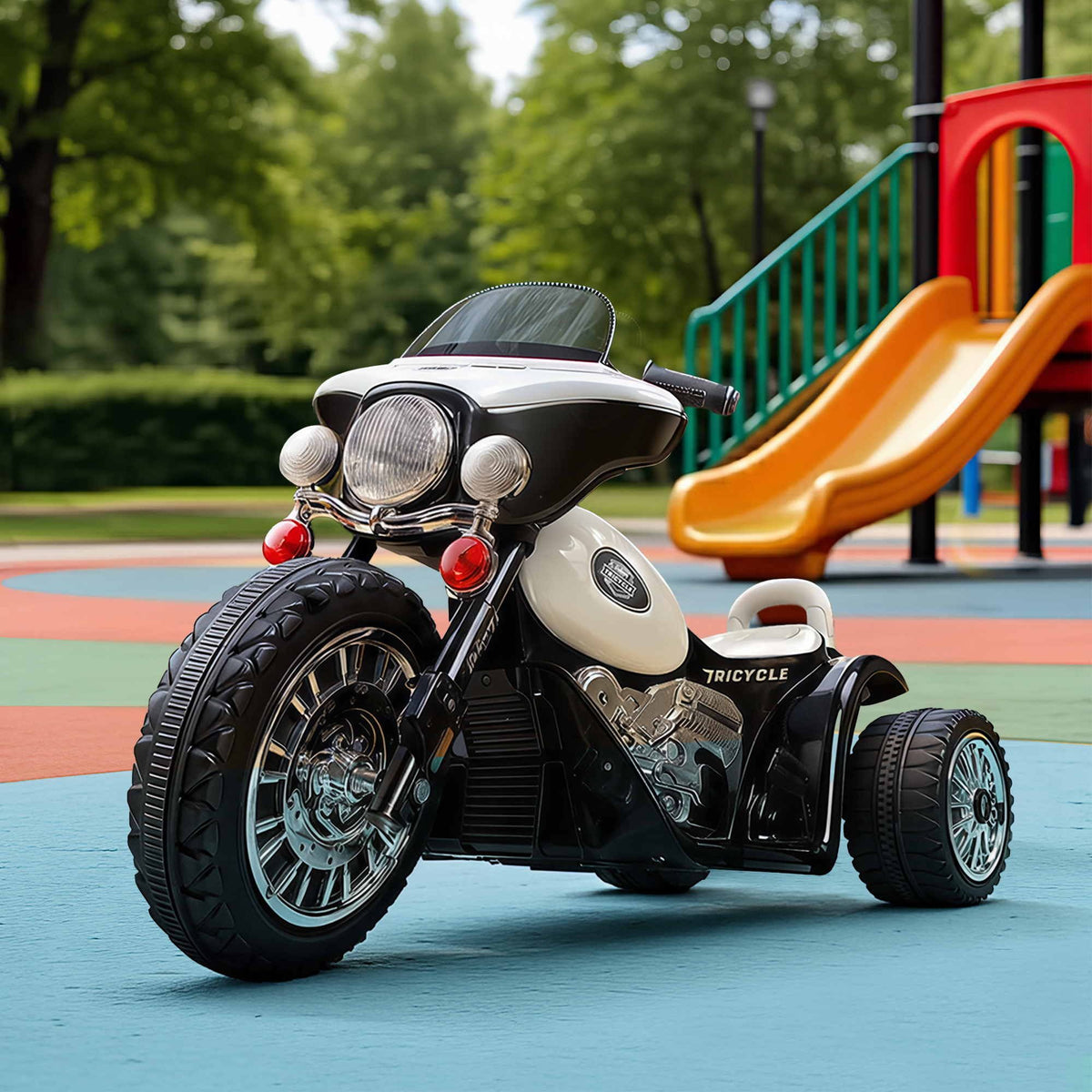 Rigo Kids 6V Electric Ride On Police Motorbike Black