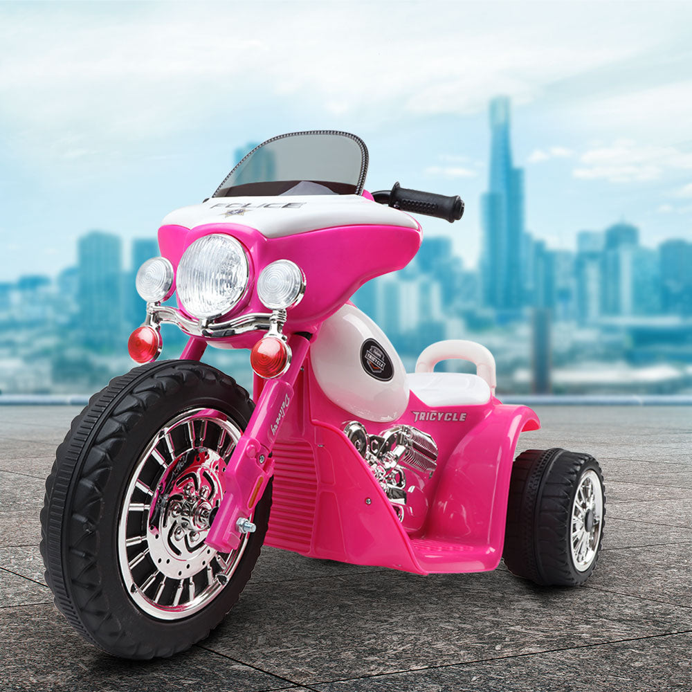 Rigo Kids 6V Electric Ride-On Police Motorcycle Pink